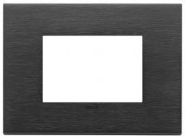 Placa 3 modulos Eikon Exe metal Negro Cepillado