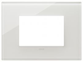 Placa 3 modulos Eikon Exe Vidrio Blanco Leche