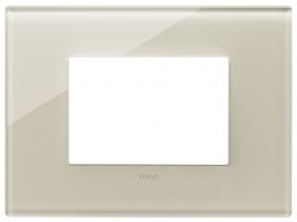 Placa 3 modulos Eikon Exe Vidrio Blanco Cañamo