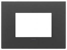 Placa 3 modulos Eikon Exe Vidrio Negro Satinado