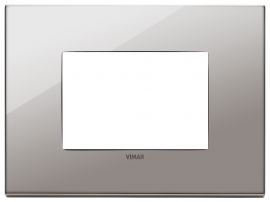 Placa 3 modulos Eikon Exe Metal Cromo Negro