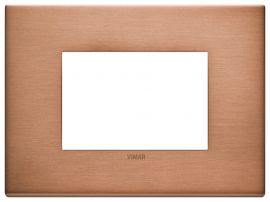 Placa 3 modulos Eikon Exe Metal Cobre Cepillado